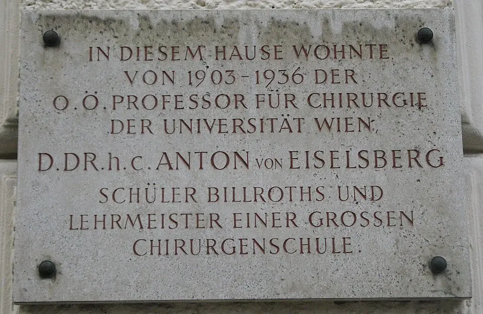 Gedenktafel für Anton von Eiselsberg (1860-1939)(Wien, Mölker Bastei 5)