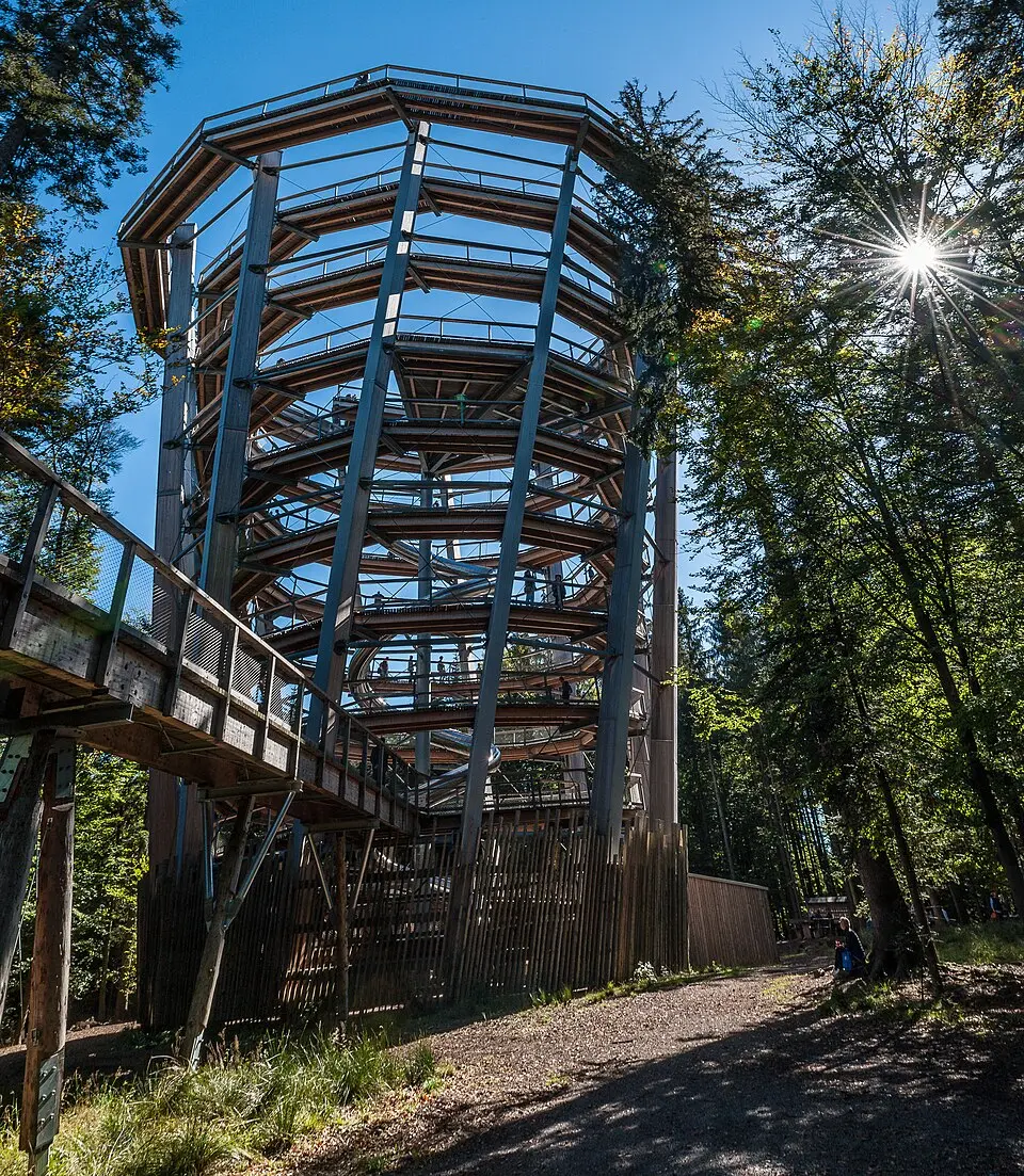 Obrázek: Pjt56 --- If you use the picture outside Wikipedia I would appreciate a short e-mail to pjt56@gmx.net or a message on my discussion page · CC BY-SA 4.0 Aussichtsturm Baumwipfelpfad Schwarzwald