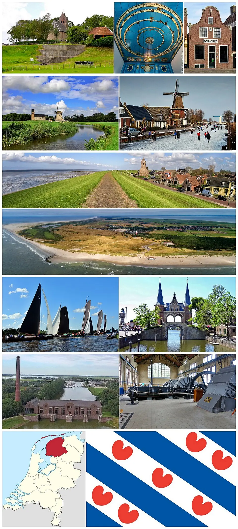 Bild: Gouwenaar, Willem van Valkenburg, Gouwenaar, Jan dijkstra, RomkeHoekstra, Uberprutser, dronepicr, Baykedevries, Gouwenaar, Hanno Lans, Ellywa, NordNordWest and Lencer, P.H. Wagemakers and Joh. Koopmans. · CC BY 4.0 Friesland