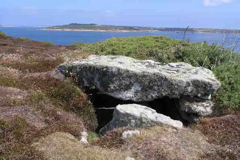 Prehistoric cairns, entrance graves, field system and settlements and post-medieval kelp pits on Kittern Hill, Gugh