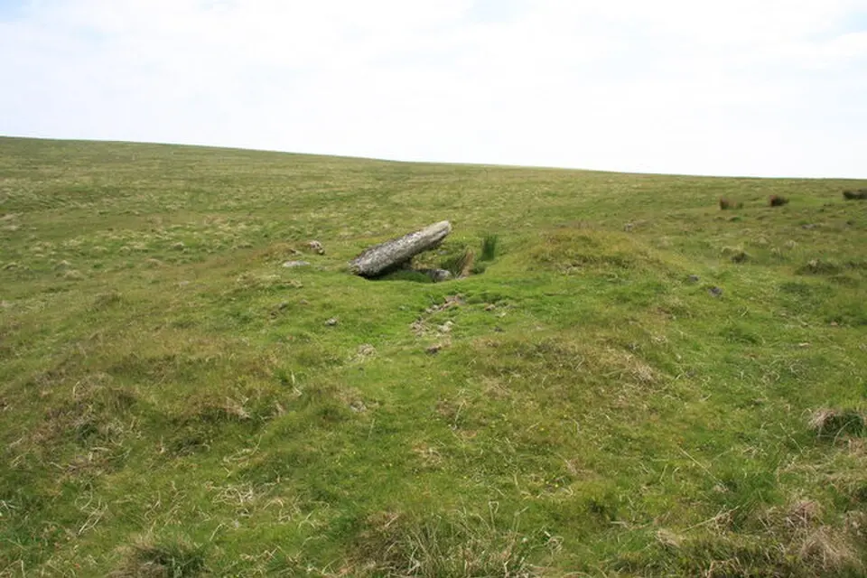 Obrázek: Guy Wareham · CC BY-SA 2.0 Platform cairn and cist 80m south east of Calveslake Tor