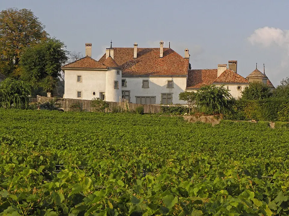 Obrázek: Eric Bajart · CC BY-SA 3.0 Château du Rosey mit Herrenhaus, Festungshaus, Garten und Obstgarten
