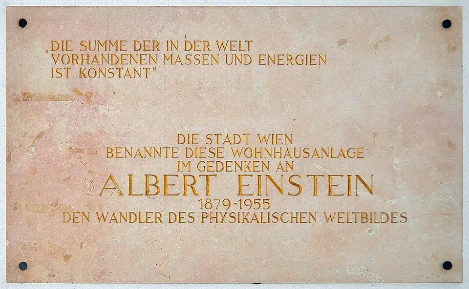 Bild: Herzi Pinki · CC BY-SA 3.0 AT Gedenktafel für Albert Einstein (Wien, Mollardgasse 32)